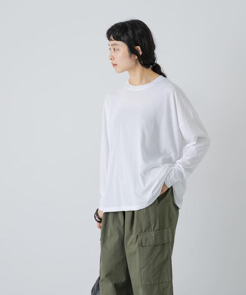 かぐれ（カグレ）の「ハイツイストコットン長袖Tシャツ（Tシャツ/カットソー・レディース・ブラック/オフホワイト/チャコールグレー・FREE）」の6枚目の写真