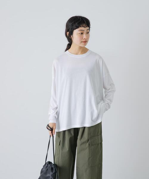 かぐれ（カグレ）の「ハイツイストコットン長袖Tシャツ（Tシャツ/カットソー・レディース・ブラック/オフホワイト/チャコールグレー・FREE）」の7枚目の写真