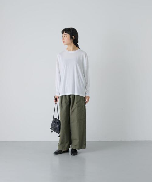 かぐれ（カグレ）の「ハイツイストコットン長袖Tシャツ（Tシャツ/カットソー・レディース・ブラック/オフホワイト/チャコールグレー・FREE）」の8枚目の写真