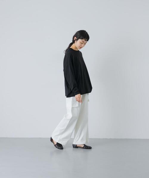 かぐれ（カグレ）の「ハイツイストコットン長袖Tシャツ（Tシャツ/カットソー・レディース・ブラック/オフホワイト/チャコールグレー・FREE）」の21枚目の写真