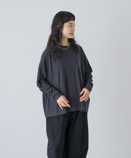 かぐれ（カグレ）の「ハイツイストコットン長袖Tシャツ（Tシャツ/カットソー・レディース・ブラック/オフホワイト/チャコールグレー・FREE）」の16枚目の写真