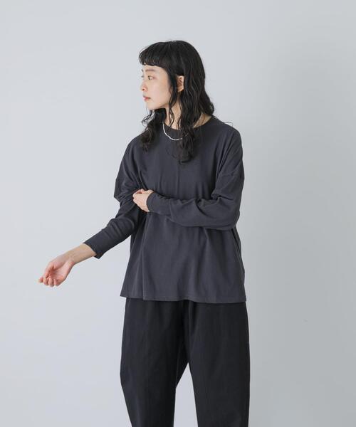 かぐれ（カグレ）の「ハイツイストコットン長袖Tシャツ（Tシャツ/カットソー・レディース・ブラック/オフホワイト/チャコールグレー・FREE）」の17枚目の写真