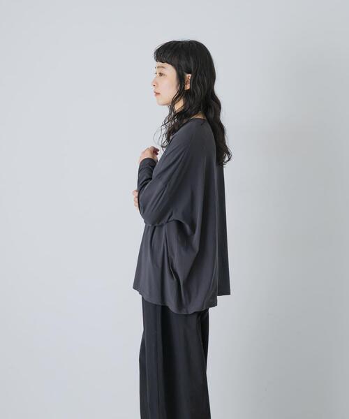 かぐれ（カグレ）の「ハイツイストコットン長袖Tシャツ（Tシャツ/カットソー・レディース・ブラック/オフホワイト/チャコールグレー・FREE）」の19枚目の写真