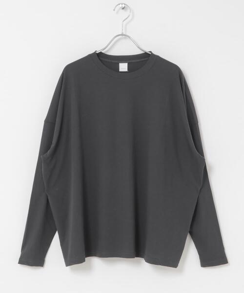 かぐれ（カグレ）の「ハイツイストコットン長袖Tシャツ（Tシャツ/カットソー・レディース・ブラック/オフホワイト/チャコールグレー・FREE）」の12枚目の写真
