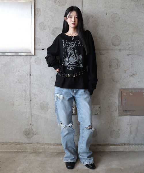 DEFYCLUBROBBERS(ディファイクラブロバース)の「BACKSTAGE MUSE ボートネックワンショルダーロングスリーブ ブラック(Tシャツ/カットソー・レディース・その他・FREE)」の3枚目の写真