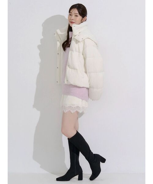 MERCURYDUO(マーキュリーデュオ)の「ニット×ヘムレースペチセット(ワンピース・レディース・チャコールグレー/アイボリー/ピンク・FREE)」の4枚目の写真