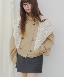 【umm.】スカーフ付きショート丈トレンチコート