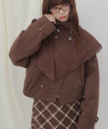 【umm.】スカーフ付きショート丈トレンチコート