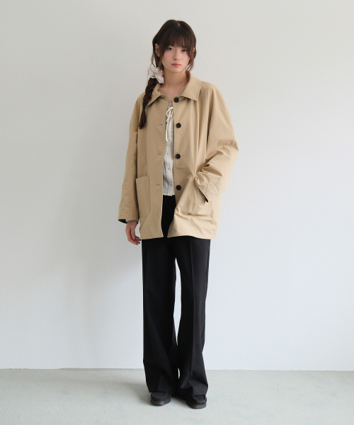 MOUI(モウイ)の「リバーシブルハーフコート(BEIGE)_両面着用(トレンチコート・レディース・ベージュ・FREE)」の8枚目の写真