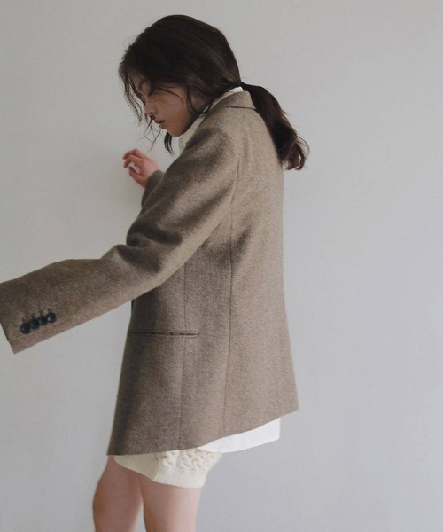 anuke(アンヌーク)の「【anuke/アンヌーク】Herringbone Wool Jacket/ヘリンボーンウールジャケット(テーラードジャケット・レディース・ベージュ/チャコールグレー・36/38)」の21枚目の写真