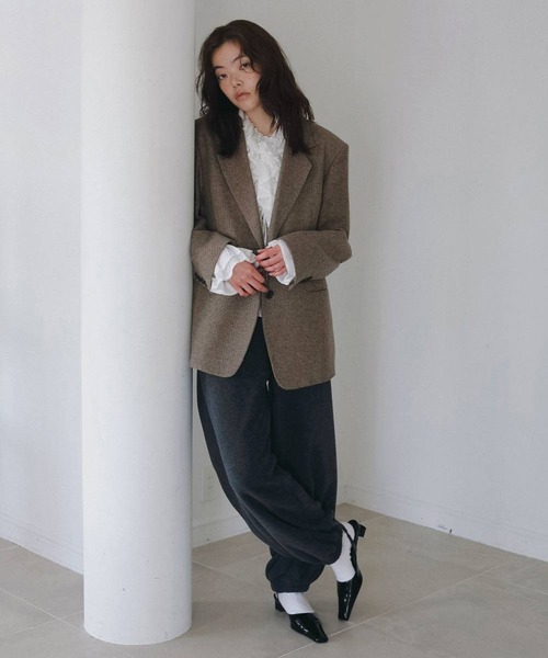 anuke(アンヌーク)の「【anuke/アンヌーク】Herringbone Wool Jacket/ヘリンボーンウールジャケット(テーラードジャケット・レディース・ベージュ/チャコールグレー・36/38)」の16枚目の写真