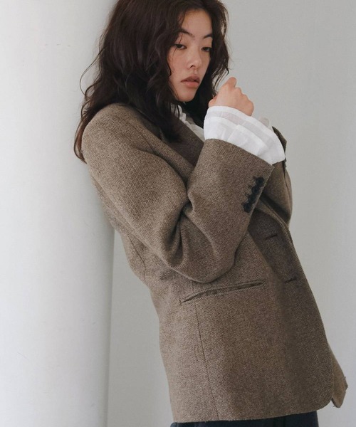 anuke(アンヌーク)の「【anuke/アンヌーク】Herringbone Wool Jacket/ヘリンボーンウールジャケット(テーラードジャケット・レディース・ベージュ/チャコールグレー・36/38)」の17枚目の写真