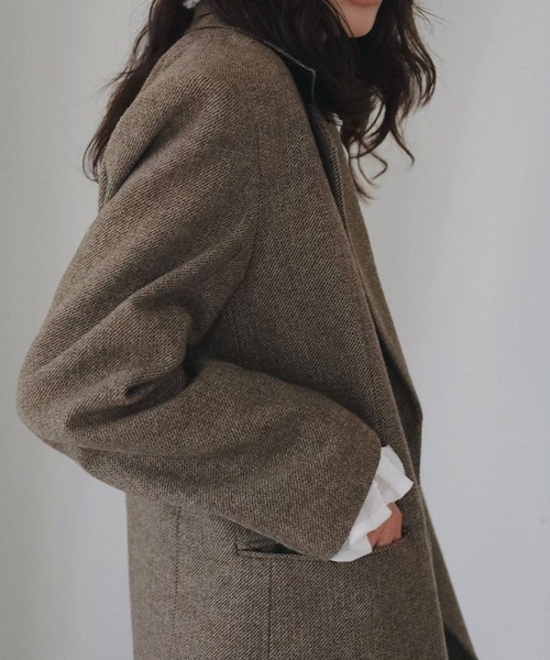 anuke(アンヌーク)の「【anuke/アンヌーク】Herringbone Wool Jacket/ヘリンボーンウールジャケット(テーラードジャケット・レディース・ベージュ/チャコールグレー・36/38)」の19枚目の写真