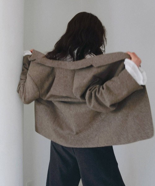 anuke(アンヌーク)の「【anuke/アンヌーク】Herringbone Wool Jacket/ヘリンボーンウールジャケット(テーラードジャケット・レディース・ベージュ/チャコールグレー・36/38)」の18枚目の写真