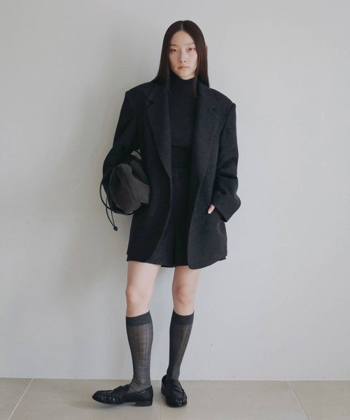 anuke(アンヌーク)の「【anuke/アンヌーク】Herringbone Wool Jacket/ヘリンボーンウールジャケット(テーラードジャケット・レディース・ベージュ/チャコールグレー・36/38)」の3枚目の写真