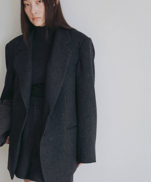 anuke(アンヌーク)の「【anuke/アンヌーク】Herringbone Wool Jacket/ヘリンボーンウールジャケット(テーラードジャケット・レディース・ベージュ/チャコールグレー・36/38)」の6枚目の写真