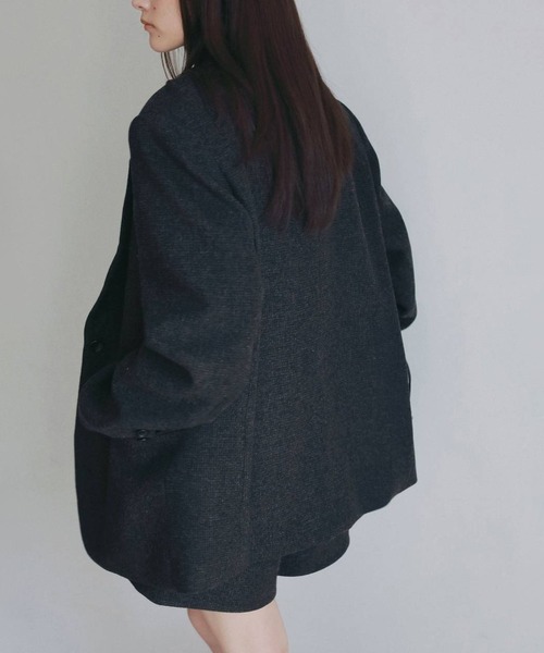 anuke(アンヌーク)の「【anuke/アンヌーク】Herringbone Wool Jacket/ヘリンボーンウールジャケット(テーラードジャケット・レディース・ベージュ/チャコールグレー・36/38)」の7枚目の写真