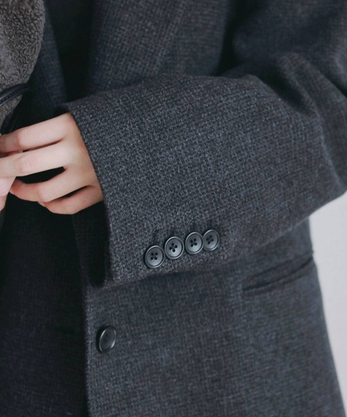 anuke(アンヌーク)の「【anuke/アンヌーク】Herringbone Wool Jacket/ヘリンボーンウールジャケット(テーラードジャケット・レディース・ベージュ/チャコールグレー・36/38)」の10枚目の写真