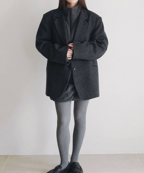 anuke(アンヌーク)の「【anuke/アンヌーク】Herringbone Wool Jacket/ヘリンボーンウールジャケット(テーラードジャケット・レディース・ベージュ/チャコールグレー・36/38)」の8枚目の写真