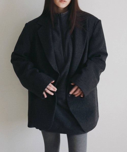 anuke(アンヌーク)の「【anuke/アンヌーク】Herringbone Wool Jacket/ヘリンボーンウールジャケット(テーラードジャケット・レディース・ベージュ/チャコールグレー・36/38)」の9枚目の写真