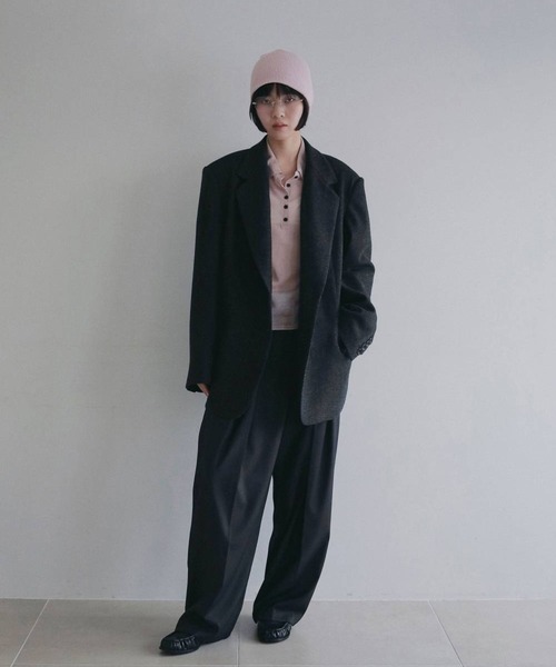 anuke(アンヌーク)の「【anuke/アンヌーク】Herringbone Wool Jacket/ヘリンボーンウールジャケット(テーラードジャケット・レディース・ベージュ/チャコールグレー・36/38)」の13枚目の写真