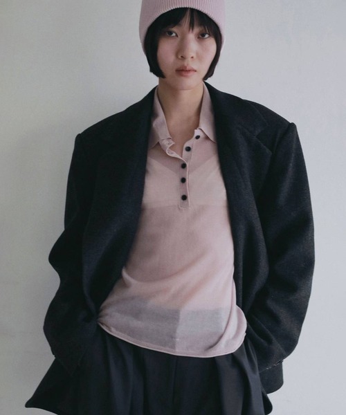 anuke(アンヌーク)の「【anuke/アンヌーク】Herringbone Wool Jacket/ヘリンボーンウールジャケット(テーラードジャケット・レディース・ベージュ/チャコールグレー・36/38)」の15枚目の写真