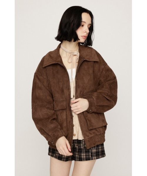 SLY（スライ）の「LIMITED ITEM　F/SUEDE ZIP UP BZ フェイクスエードジップアップブルゾン 秋服 冬服（ブルゾン・レディース・ダークブラウン/ライトブラウン/ベージュ・FREE）」の16枚目の写真