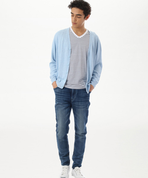 koe（コエ）の「綿麻ニットカーディガン（カーディガン/ボレロ・メンズ・サックスブルー/グレー/ベージュ・SMALL/LARGE/LL/MEDIUM）」の3枚目の写真