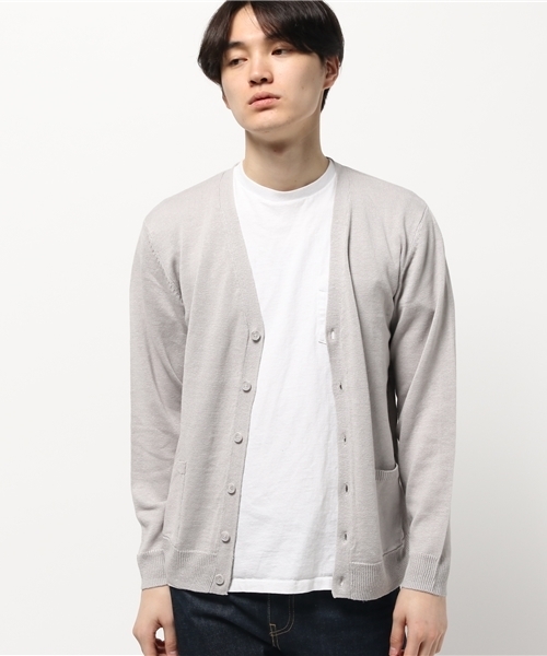 koe（コエ）の「綿麻ニットカーディガン（カーディガン/ボレロ・メンズ・サックスブルー/グレー/ベージュ・SMALL/LARGE/LL/MEDIUM）」の2枚目の写真