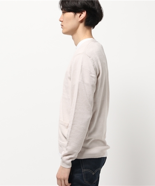 koe（コエ）の「綿麻ニットカーディガン（カーディガン/ボレロ・メンズ・サックスブルー/グレー/ベージュ・SMALL/LARGE/LL/MEDIUM）」の4枚目の写真