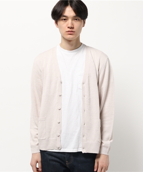 koe（コエ）の「綿麻ニットカーディガン（カーディガン/ボレロ・メンズ・サックスブルー/グレー/ベージュ・SMALL/LARGE/LL/MEDIUM）」の6枚目の写真