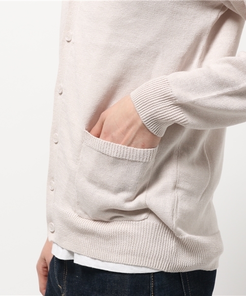 koe（コエ）の「綿麻ニットカーディガン（カーディガン/ボレロ・メンズ・サックスブルー/グレー/ベージュ・SMALL/LARGE/LL/MEDIUM）」の8枚目の写真