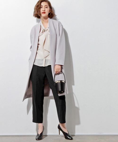 UNITED ARROWS（ユナイテッドアローズ）の「□UBMF W スムース ノーラペル ニット コート（その他アウター・レディース・ブラック/ライトグレー/ライトピンク・FREE）」の9枚目の写真