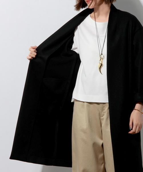 UNITED ARROWS（ユナイテッドアローズ）の「□UBMF W スムース ノーラペル ニット コート（その他アウター・レディース・ブラック/ライトグレー/ライトピンク・FREE）」の11枚目の写真