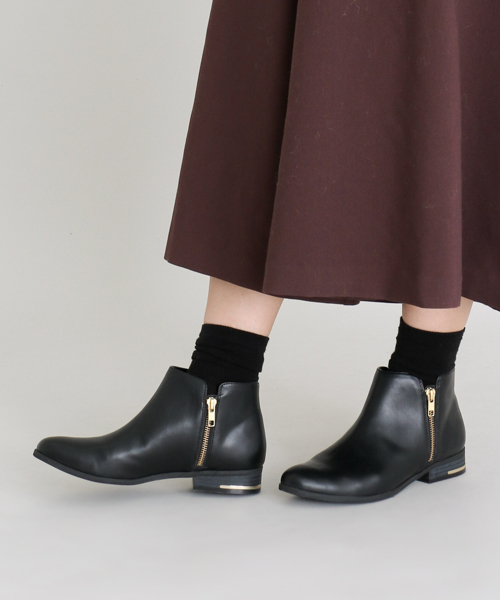 RODE SKO（ロデスコ）の「RODE SKO JACKIE ダブルファスナーショートブーツ（ブーツ・レディース・ダークブラウン/レッド系その他/ブラック・37/36/39/38）」の4枚目の写真