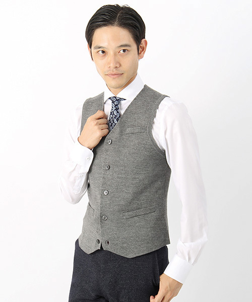 THE SUIT COMPANY（ザ・スーツカンパニー）の「＜FOLCO×TSC＞【blazer's bank.com】ニットジレ（ベスト・メンズ・ベージュ/ネイビー/グレー/ブルー/ブラック/ワイン/グリーン・M/S/LL/L）」の3枚目の写真