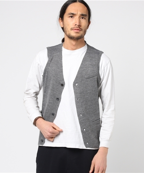 スーツカンパニーニットダブルベストFILIVIVI社 FOLCO サイMキャメル RBC秋冬ミラノリブ ニットダブルジレ(ベスト)⁄ネイビー（1644015