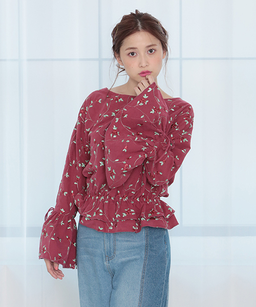 one after another NICE CLAUP（ワンアフターアナザーナイスクラップ）の「総刺繍ブラウス（シャツ/ブラウス・レディース・ピンク/レッド/ブラック・FREE）」の3枚目の写真