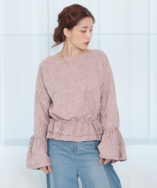 one after another NICE CLAUP（ワンアフターアナザーナイスクラップ）の「総刺繍ブラウス（シャツ/ブラウス・レディース・ピンク/レッド/ブラック・FREE）」の2枚目の写真