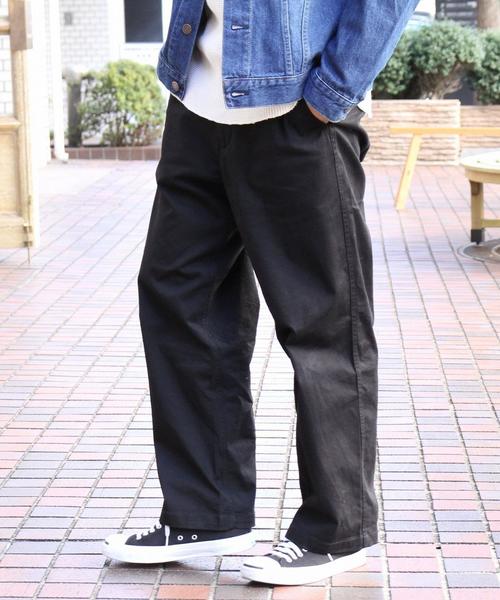 coen（コーエン）の「ストレッチツイルワイドパンツ（チノパンツ・メンズ・ブラック/ネイビー・SMALL/X-LARGE/MEDIUM/LARGE）」の2枚目の写真