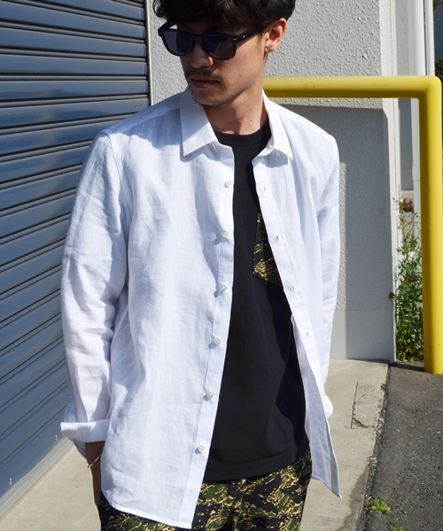 SHIPS(シップス)の「SC: 【BAIRD MCNUTT】 アイリッシュリネン レギュラーカラーシャツ(シャツ/ブラウス・メンズ・ライトブルー/オリーブ/イエロー/ホワイト/ピンク/ネイビー・SMALL/MEDIUM/LARGE/X-LARGE)」の2枚目の写真