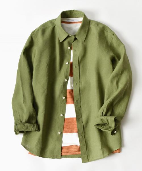 SHIPS(シップス)の「SC: 【BAIRD MCNUTT】 アイリッシュリネン レギュラーカラーシャツ(シャツ/ブラウス・メンズ・ライトブルー/オリーブ/イエロー/ホワイト/ピンク/ネイビー・SMALL/MEDIUM/LARGE/X-LARGE)」の3枚目の写真