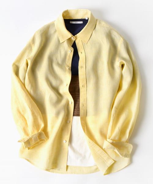 SHIPS(シップス)の「SC: 【BAIRD MCNUTT】 アイリッシュリネン レギュラーカラーシャツ(シャツ/ブラウス・メンズ・ライトブルー/オリーブ/イエロー/ホワイト/ピンク/ネイビー・SMALL/MEDIUM/LARGE/X-LARGE)」の1枚目の写真