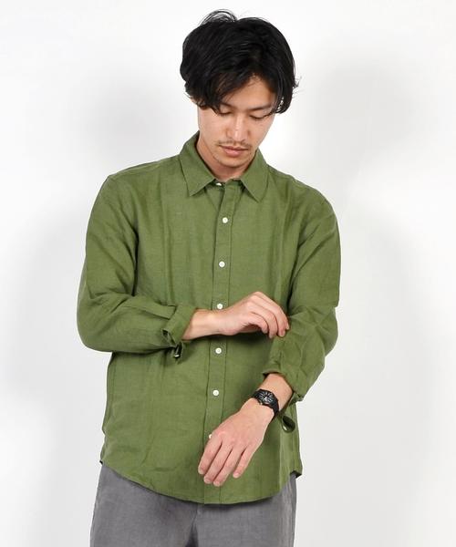 SHIPS(シップス)の「SC: 【BAIRD MCNUTT】 アイリッシュリネン レギュラーカラーシャツ(シャツ/ブラウス・メンズ・ライトブルー/オリーブ/イエロー/ホワイト/ピンク/ネイビー・SMALL/MEDIUM/LARGE/X-LARGE)」の13枚目の写真