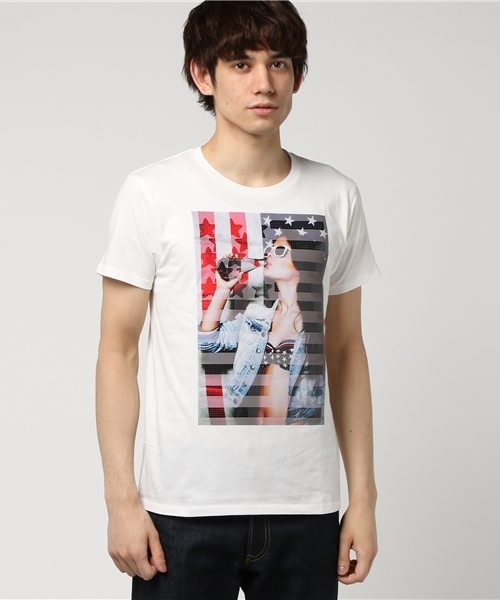 JACKROSE（ジャックローズ）の「スパンコールレディV＆UネックTシャツ（Tシャツ/カットソー・メンズ・ホワイト×ブラック/ホワイト×レッド・M/L）」の2枚目の写真