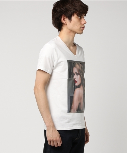 JACKROSE（ジャックローズ）の「スパンコールレディV＆UネックTシャツ（Tシャツ/カットソー・メンズ・ホワイト×ブラック/ホワイト×レッド・M/L）」の3枚目の写真