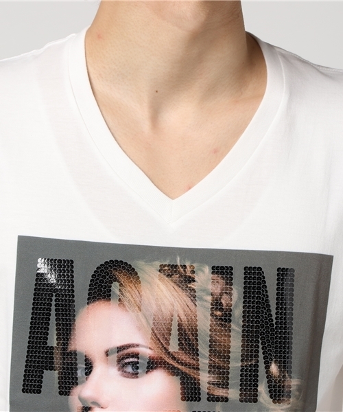 JACKROSE（ジャックローズ）の「スパンコールレディV＆UネックTシャツ（Tシャツ/カットソー・メンズ・ホワイト×ブラック/ホワイト×レッド・M/L）」の5枚目の写真