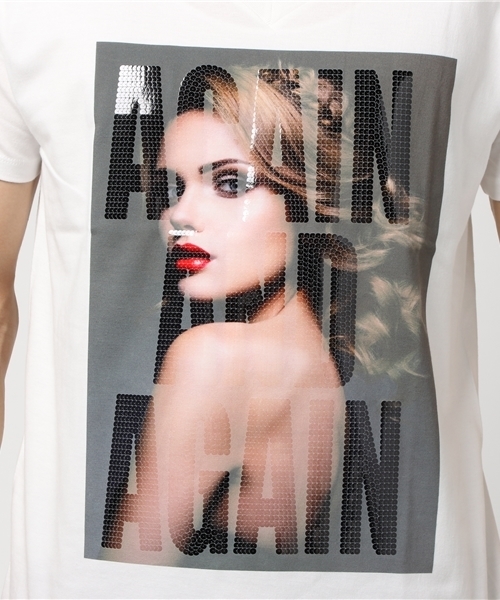 JACKROSE（ジャックローズ）の「スパンコールレディV＆UネックTシャツ（Tシャツ/カットソー・メンズ・ホワイト×ブラック/ホワイト×レッド・M/L）」の7枚目の写真