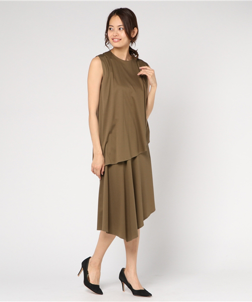 PEGGY LANA（ペギーラナ）の「Asymmetric Layered OP（ワンピース・レディース・ネイビー/ブラウン/ブルー・1/2）」の10枚目の写真