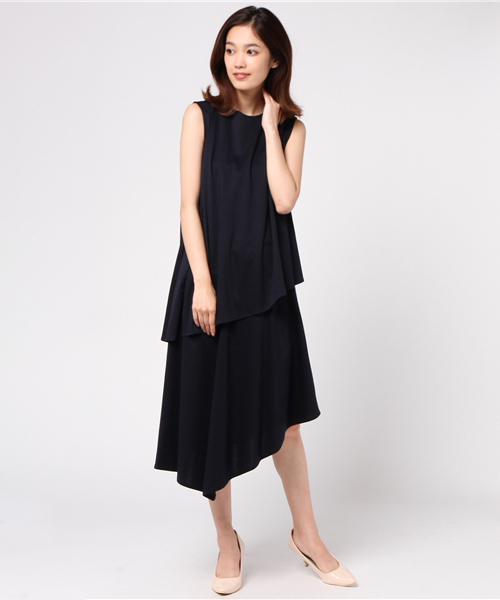 PEGGY LANA（ペギーラナ）の「Asymmetric Layered OP（ワンピース・レディース・ネイビー/ブラウン/ブルー・1/2）」の11枚目の写真